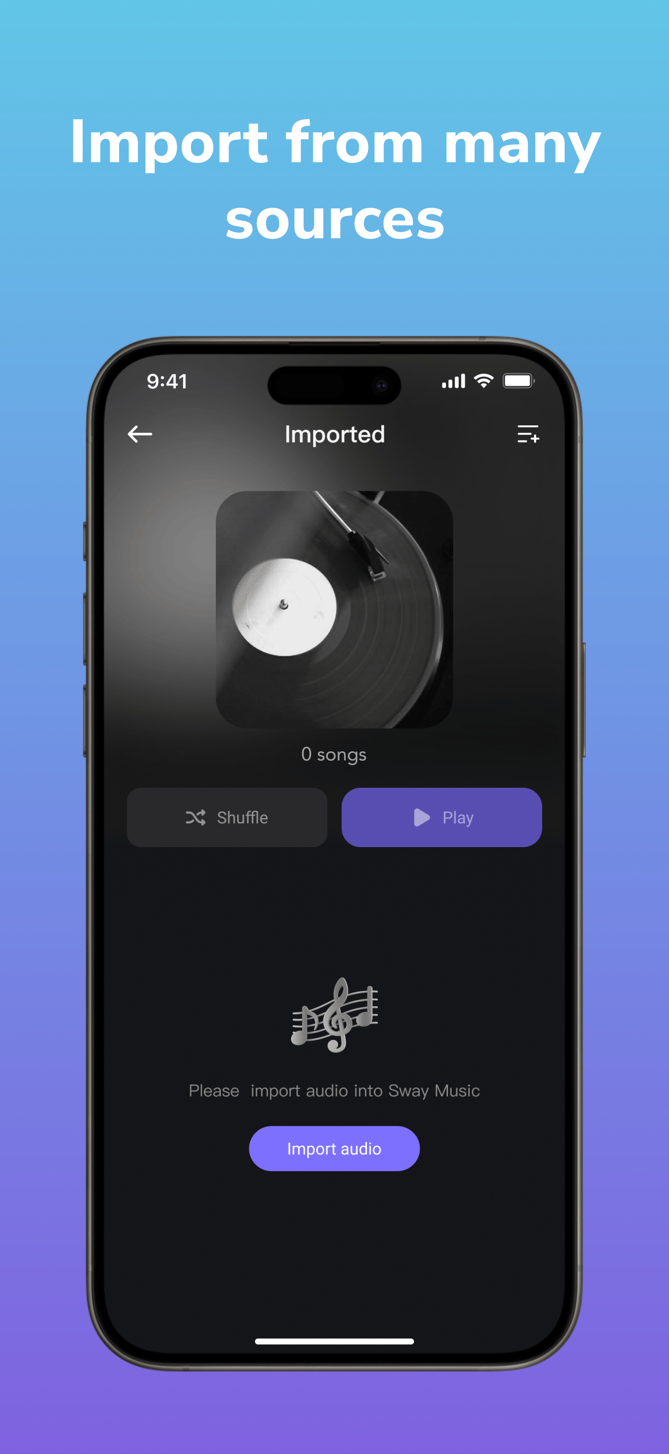 Import from many sources screen